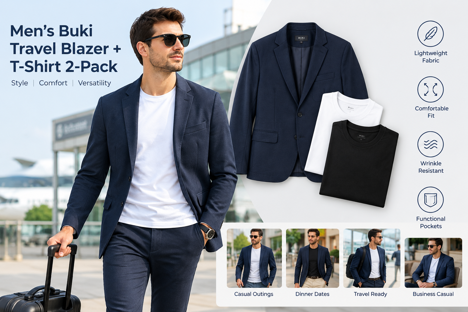 Read more about the article Men’s Buki Travel Blazer + T-Shirt 2-Pack: A Complete Style and Buying Guide